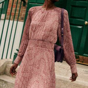 Sezane Midi Dress, Red and White, Size: XS